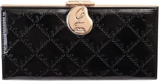 財布 レディース 長財布 がま口 大容量 エナメル フラップ 被せ